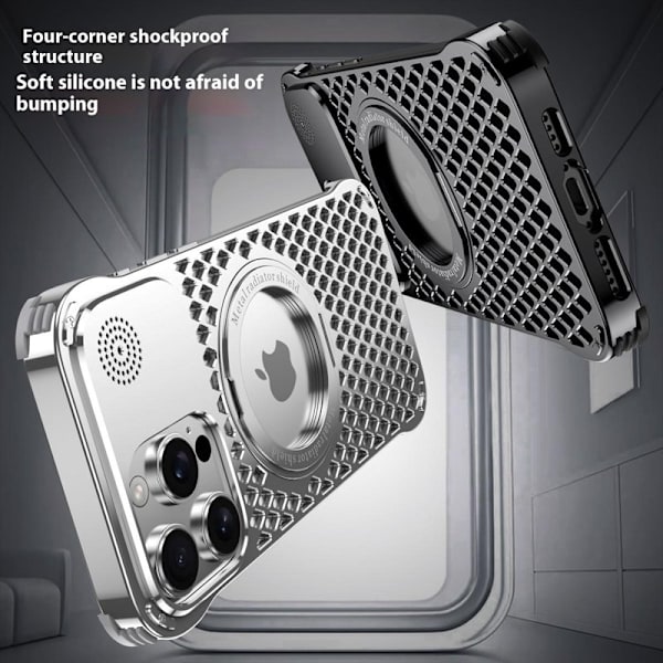 R-JUST RJ64 Mobilskal till iPhone 14 Pro Aluminium Silver Cooling Case