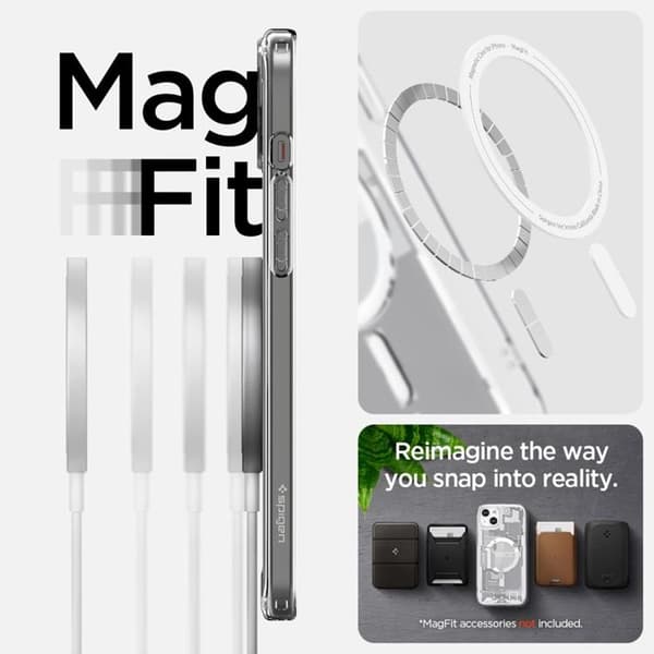 Spigen telefontaske til iPhone 15 Plus Magsafe Ultra Hybrid - Zero One Hvid Vit
