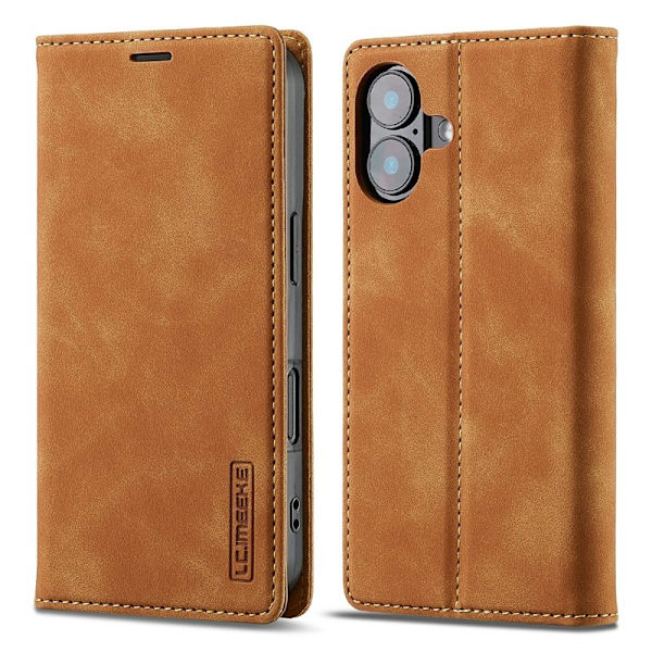 LC.IMEEKE iPhone 17 Plånboksfodral Konstläder- Brun
