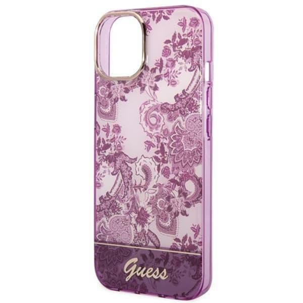 GUESS iPhone 14 Plus Skal Porcelain Collection - Fuchsia Rosa