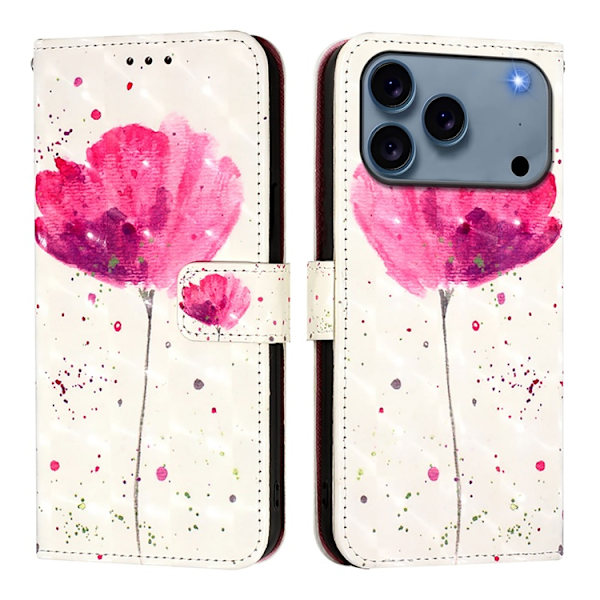 iPhone 17 Pro Plånboksfodral Printing Pattern Med Strap Rosa