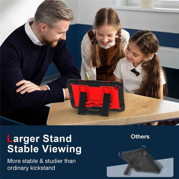 Galaxy Tab A9 Plus Skal Kickstand Med Rem Anti Drop - Röd Röd
