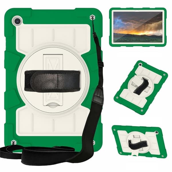 Mobilskal till Galaxy Tab A9 Plus Rotating Handrem Med Axelrem Grön