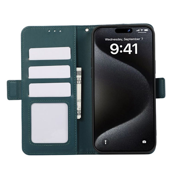 ABEEL iPhone 16 Pro Plånboksfodral Konstläder RFID-Skydd Grön