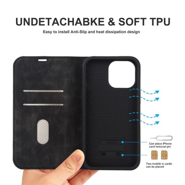 iPhone 13 Pro Max -lompakkokotelo Magsafe RFID - musta