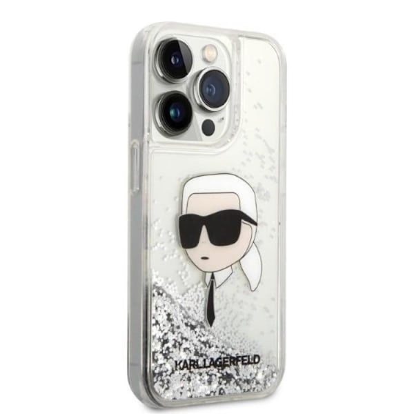 Karl Lagerfeld iPhone 14 Pro Skal Glitter Karl Head - Silver