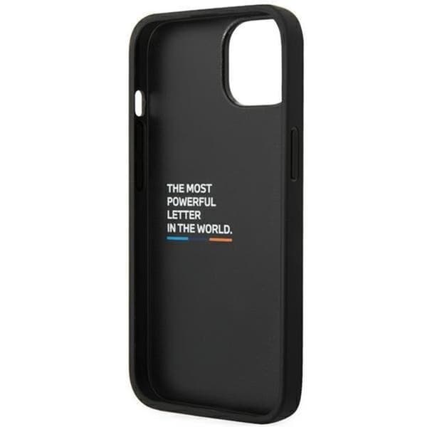 BMW iPhone 14 Skal Läder Carbon - Svart Black