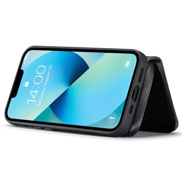 JEEHOOD Shockproof Case iPhone 14 Plus Konstläder Plånboksfodral Svart