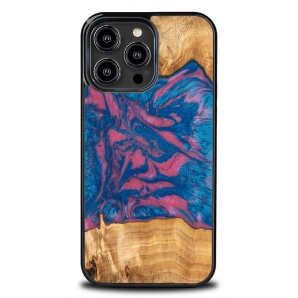 Bewood iPhone 14 Pro Mobilskal Wood Resin - Rosa/Blå
