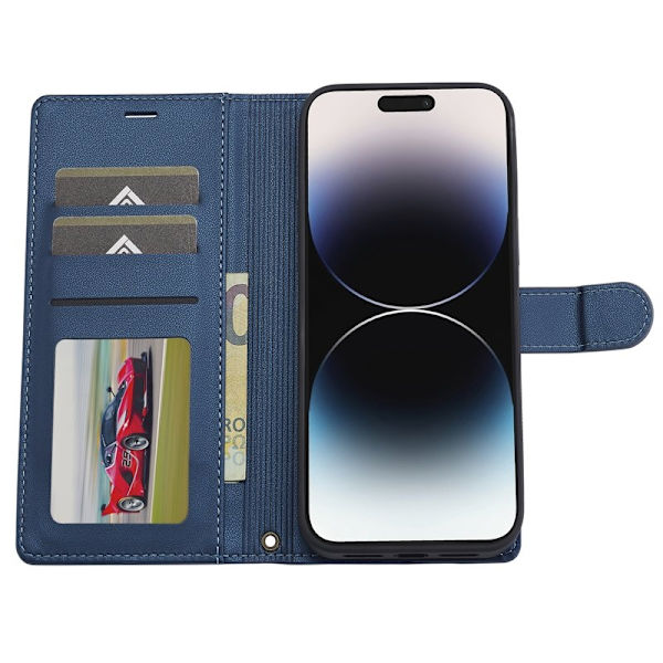 LC.IMEEKE L2 Series iPhone 14 Pro Max Plånboksfodral Konstläder - Blå