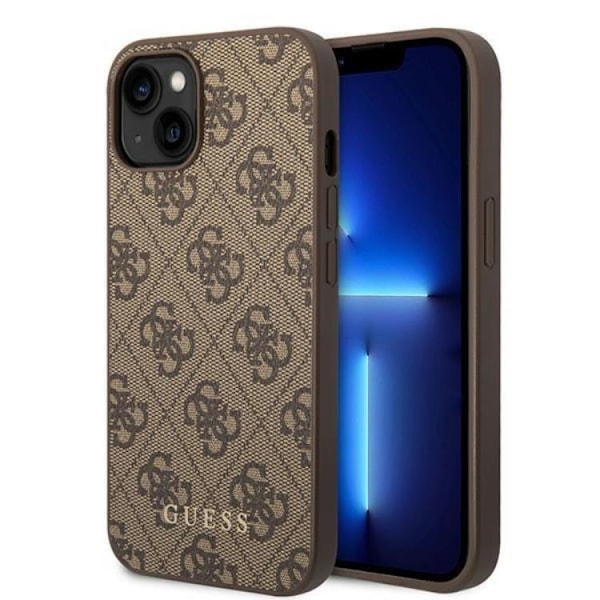 Guess iPhone 14 Mobilskal Metall Gold Logo - Brun