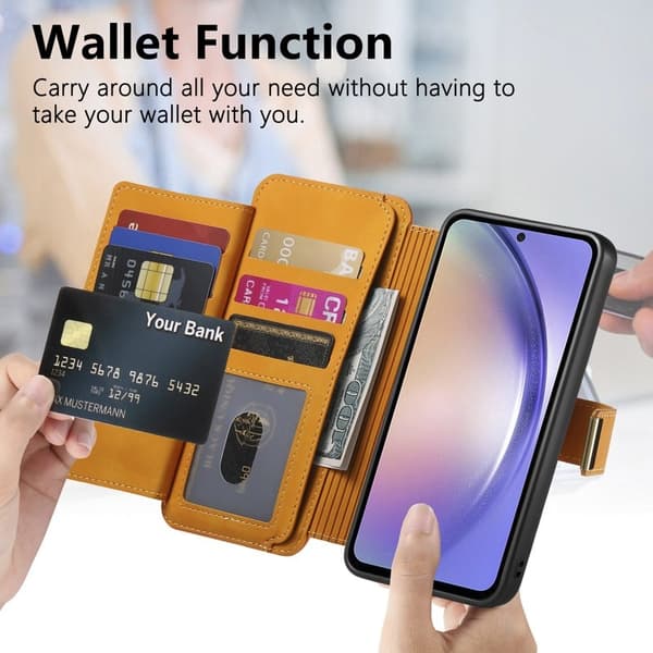 Samsung Galaxy A55 5G Plånboksfodral Konstläder Magnetiskt - Gul