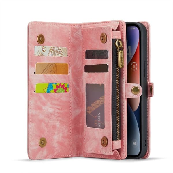 CASEME 008 Series iPhone 13 mini Plånboksfodral 2 i 1 Rosa