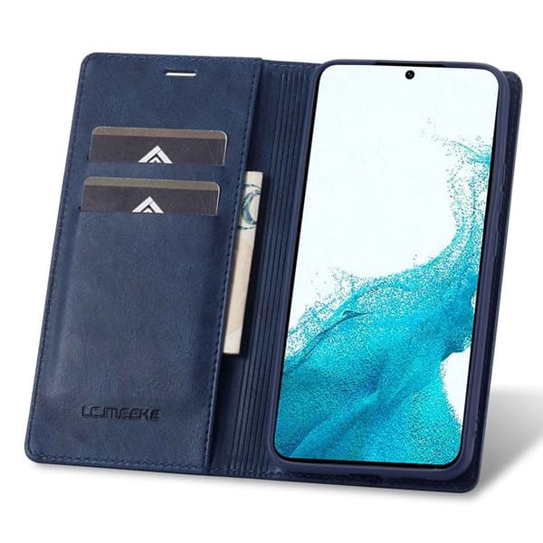 LC.IMEEKE för Samsung Galaxy S22+ Plånboksfodral Konstläder - Blå
