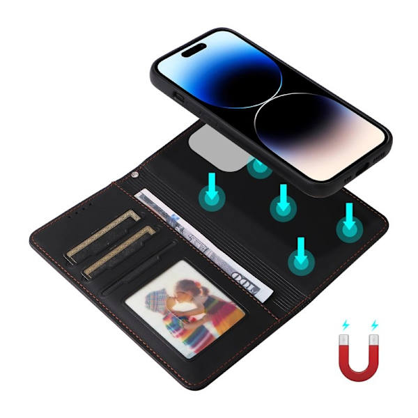 BETOPNICE iPhone 14 Pro Max Plånboksfodral - Detachable Konstläder- Svart