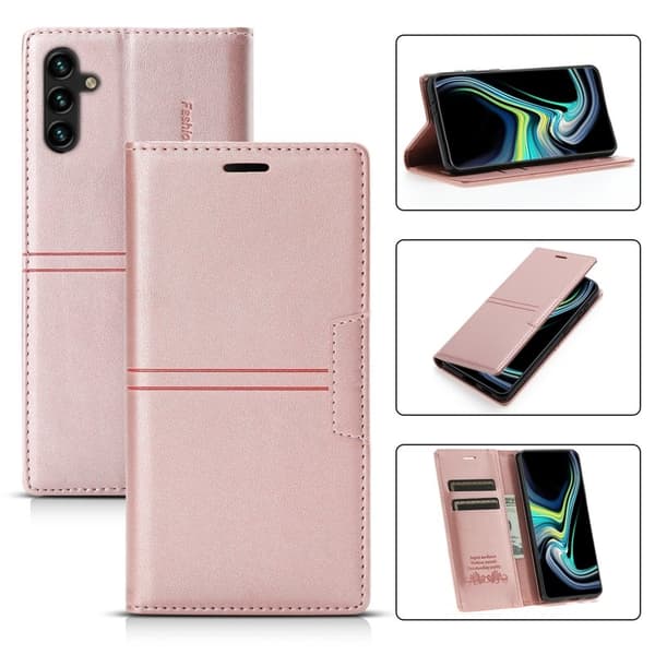 Samsung Galaxy A55 5G Plånboksfodral Konstläder Stötsäker Ställ - Roséguld