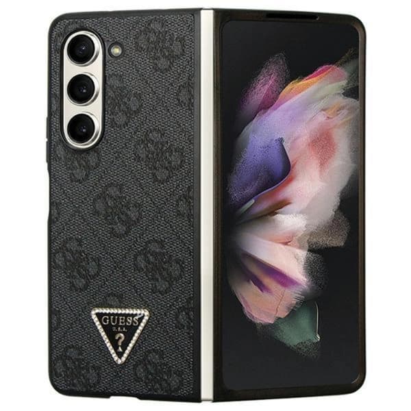 Guess Mobilskal till Galaxy Z Fold 5 Läder Diamond Triangle Svart