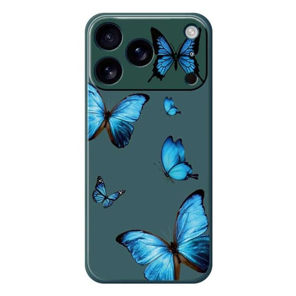 Mobilskal till iPhone 17 Pro Blue Butterflies Pattern TPU - Grön Grön