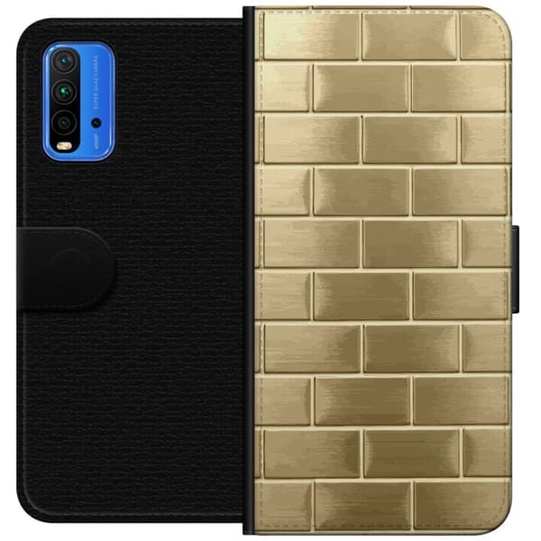 Plånboksfodral till Xiaomi Redmi Note 9 4G med Gyllene Murstenar