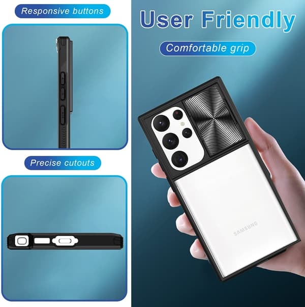 Telefontaske til Galaxy S22 Ultra Camera Slider - Sort Black