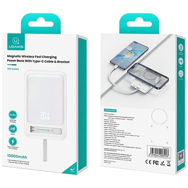 USAMS Magnetisk Trådløs Powerbank 10000mAh CD219 XM- Sort