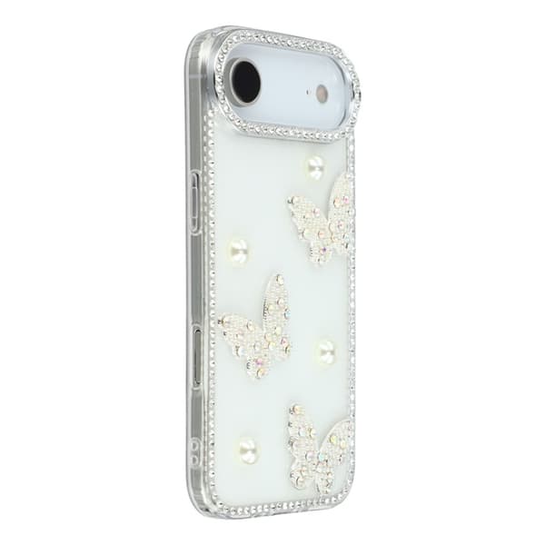 Mobilskal till iPhone Air Rhinestone Edge Pearl Butterfly Vit