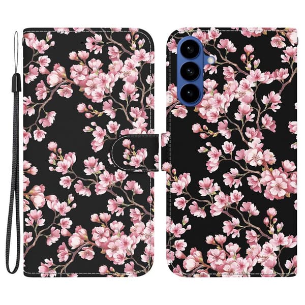 Plånboksfodral för Samsung Galaxy S26 Plus Anti-Drop Konstläder - Plommonblomma