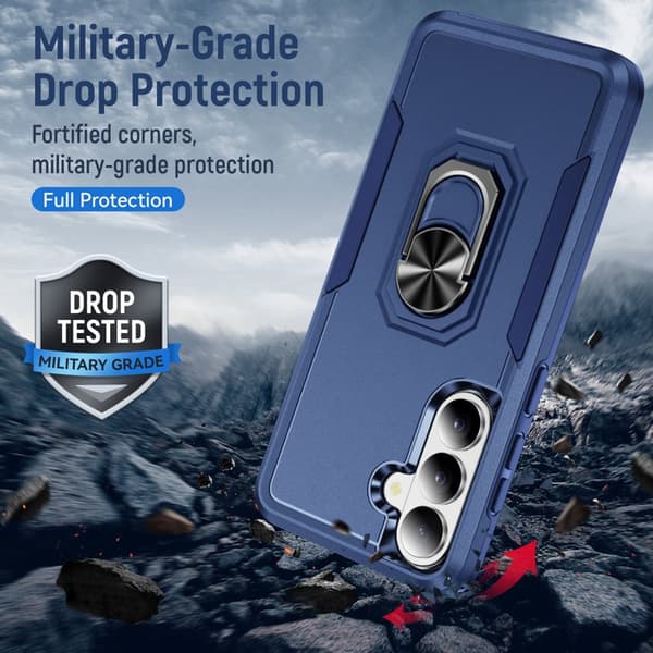Mobilskal för Samsung Galaxy S26 Plus Militärklass Ring Kickstand PC + TPU - Blå