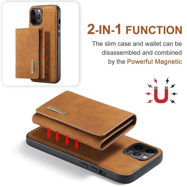 DG.MING M1 Series Magnet Wallet Mobilskal för iPhone 13 mini - Brun