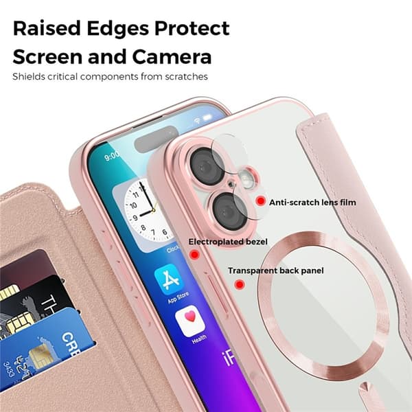iPhone 17 Plånboksfodral MagSafe Rhombus Konstläder - Rosa Rosa