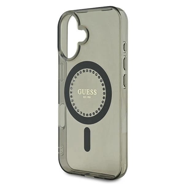 Guess Telefontaske til iPhone 16 Plus MagSafe IML Rhinestone - Sort Black