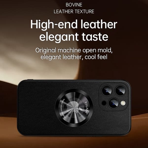 SULADA Mobilskal till iPhone 15 Pro Microfiber Läder + TPU Skydd Brun