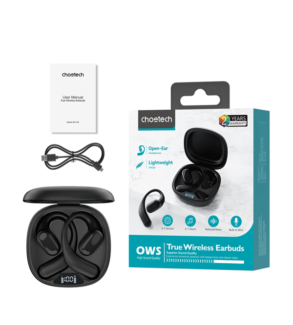 Choetech On-ear Trådløse Øretelefoner TWS OWS - Sort Black