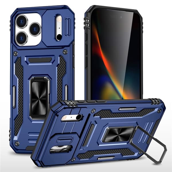 Mobilskal till iPhone 17 Pro Kickstand Lens Lid - Marinblå Blå