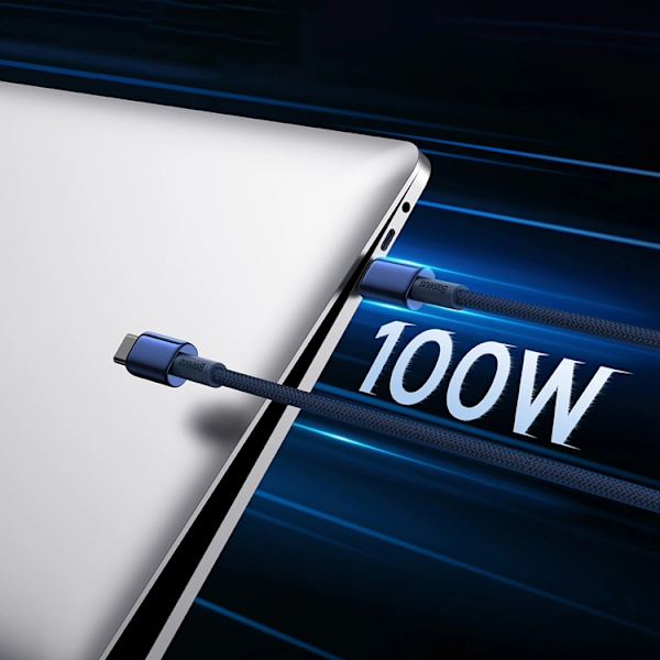 Baseus USB-C till USB-C kabel 100W 1m Tungsten Gold - Marinblå
