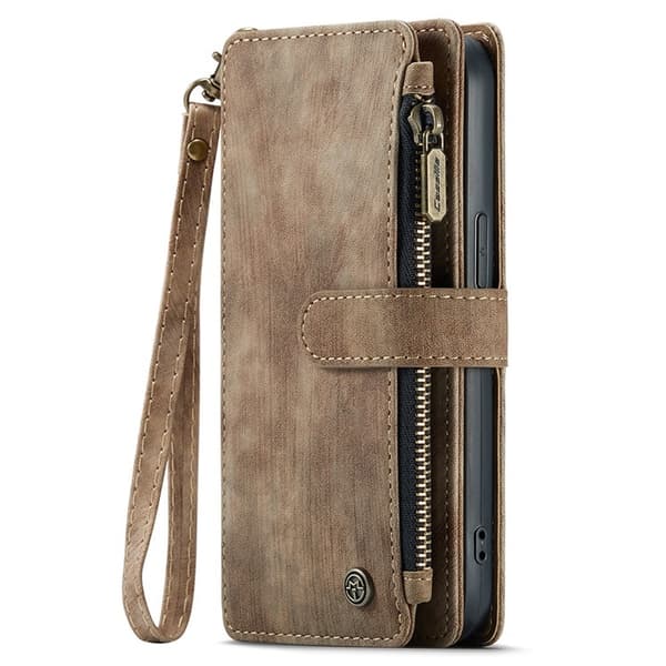 CASEME iPhone 15 Plus -lompakkokotelo C30 Zipper - Ruskea Brun