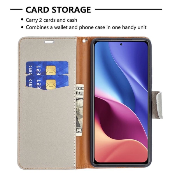 Litchi Plånboksfodral till Xiaomi Mi 11i / Poco F3 - Grå grå