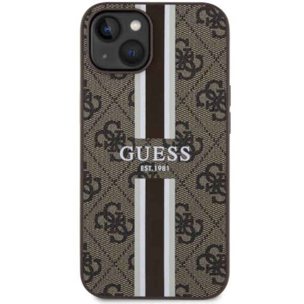 Guess iPhone 14 Plus Mobilskal MagSafe Printed Stripes Brun