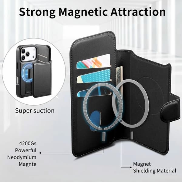 CASENEO iPhone 17 Pro Plånboksfodral i Konstläder - Svart