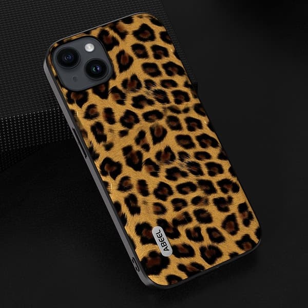 ABEEL Mobilskal till iPhone 13 Leopard Textur PU Läder + TPU + PC - Guld