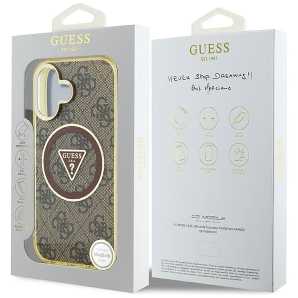 Guess Mobilskal till iPhone 16 Magsafe Glitter - Brun Brun