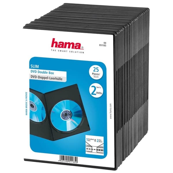 HAMA DVD-box Slim Dubbel  Svart 25-pack