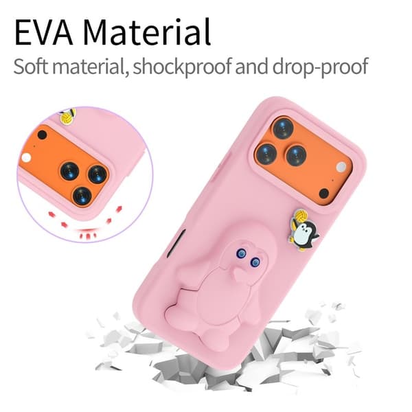 Penguin Mobilskal till iPhone 17 Pro Max Kickstand Stöttålig EVA - Rosa