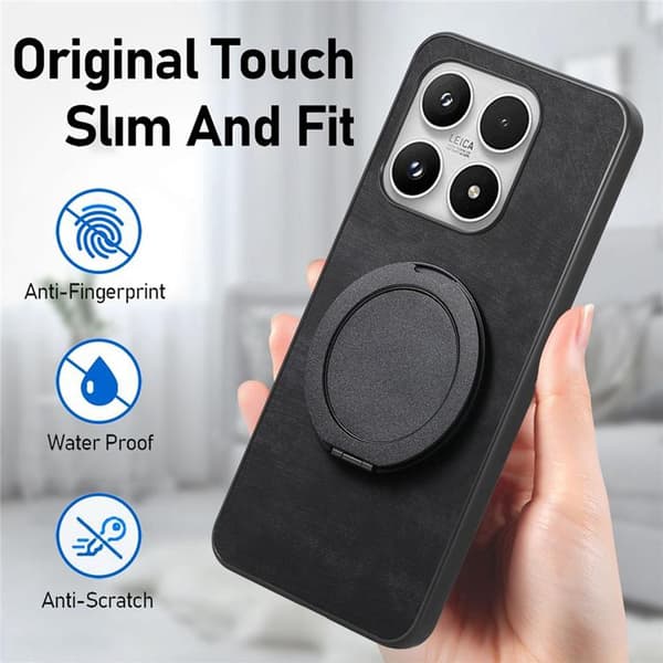 Mobilskal för Xiaomi 17 Retro Läder Rotating Kickstand Svart