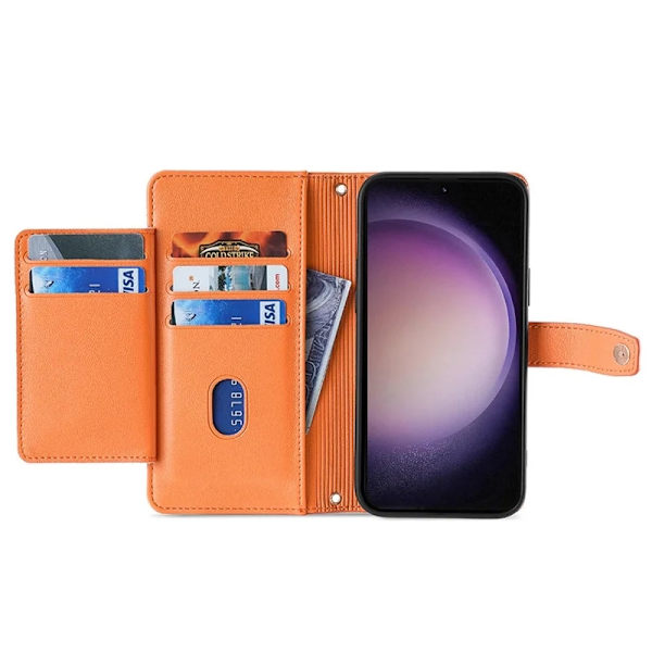 Galaxy S24 Plus Konstläder Plånboksfodral med 2 Rem - Orange Orange