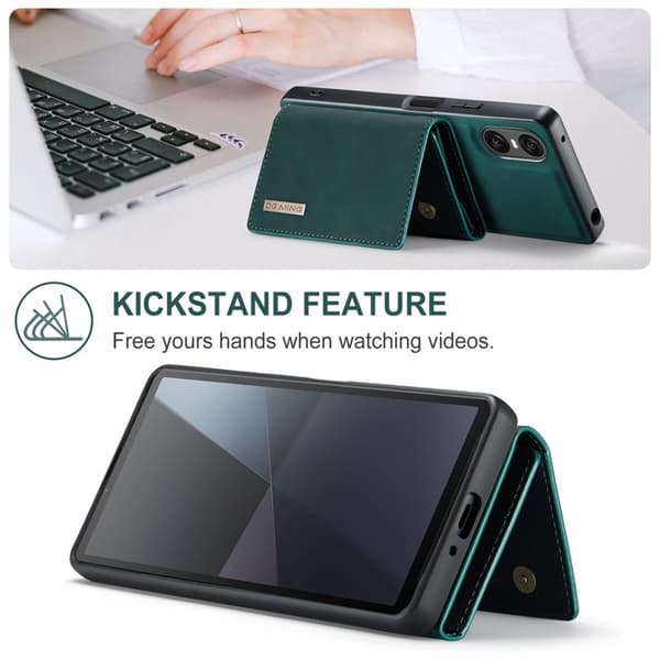 DG.MING Sony Xperia 10 VI Kickstand Konstläder Plånboksfodral Grön