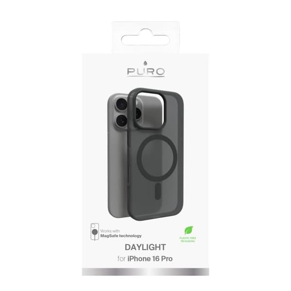 Puro Telefontaske til iPhone 16 Pro Magsafe Daylight Silikone - Sort Black