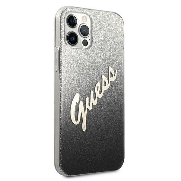 Guess iPhone 12 Pro Max Skal Glitter Gradient Script - Musta Black