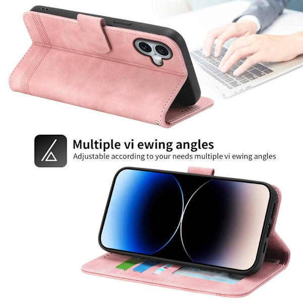 DIERFENG DF-03 iPhone 17 Plånboksfodral Konstläder - Rosa