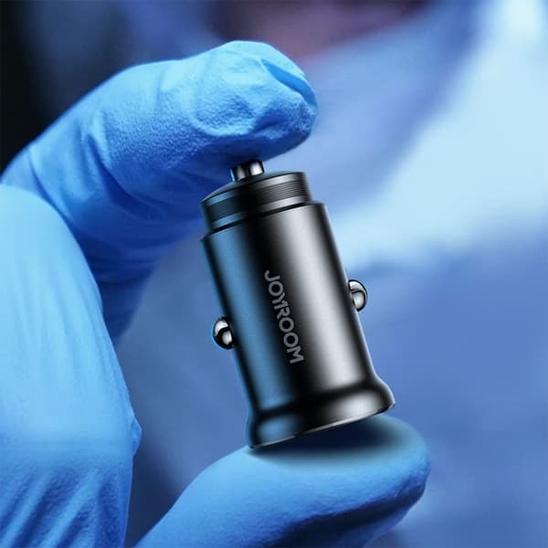 Joyroom Mini Metall Billaddare 30W 2x USB-C - Musta Black